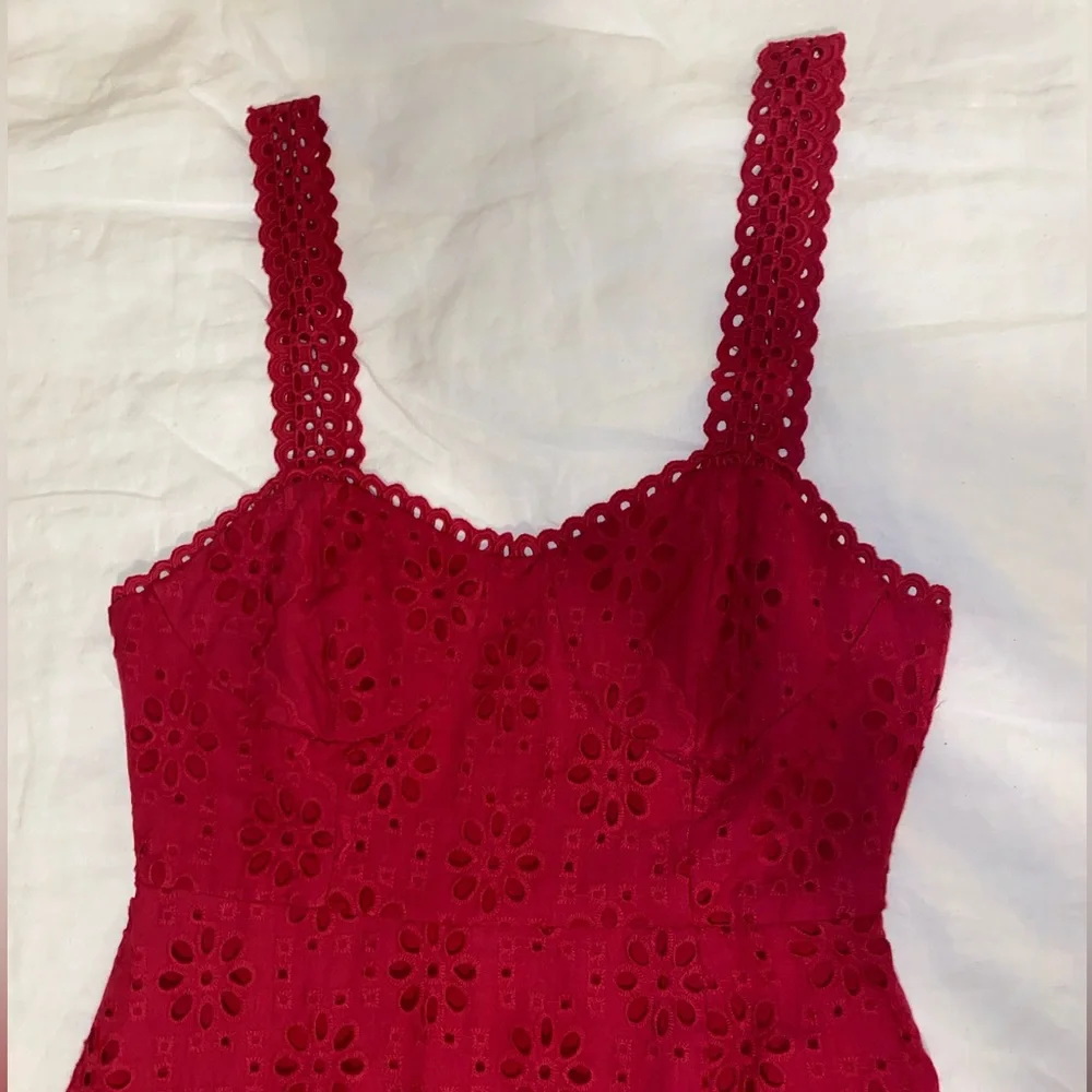 Lulu’s Adoring Days Berry Pink Eyelet Ruffled Asymmetrical Dress - Picture 8 of 12